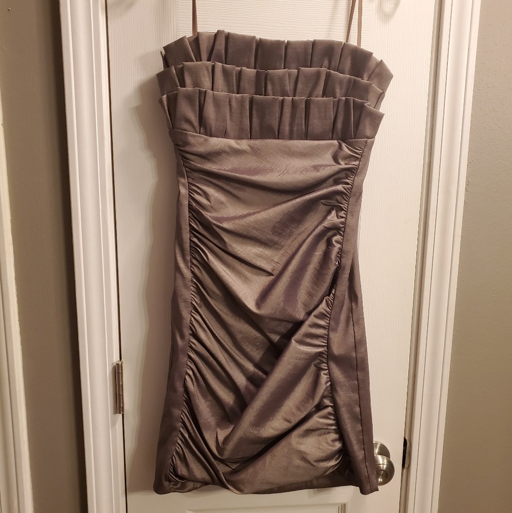 Metallic strapless cocktail dress